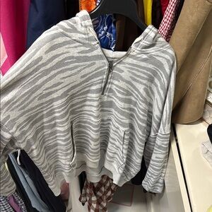 American Eagle Outfitters Gray Zebra Print Hoodie